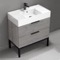Grey Oak Bathroom Vanity, Floor Standing, 32